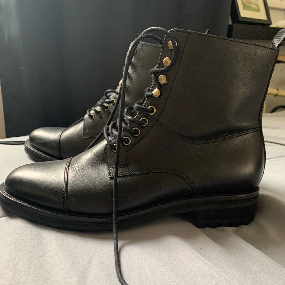 Polo Ralph Lauren combat boots.Bryson Cap Toe Boot